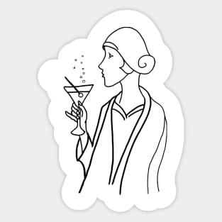 Art Deco Woman Drinking Martini Sticker